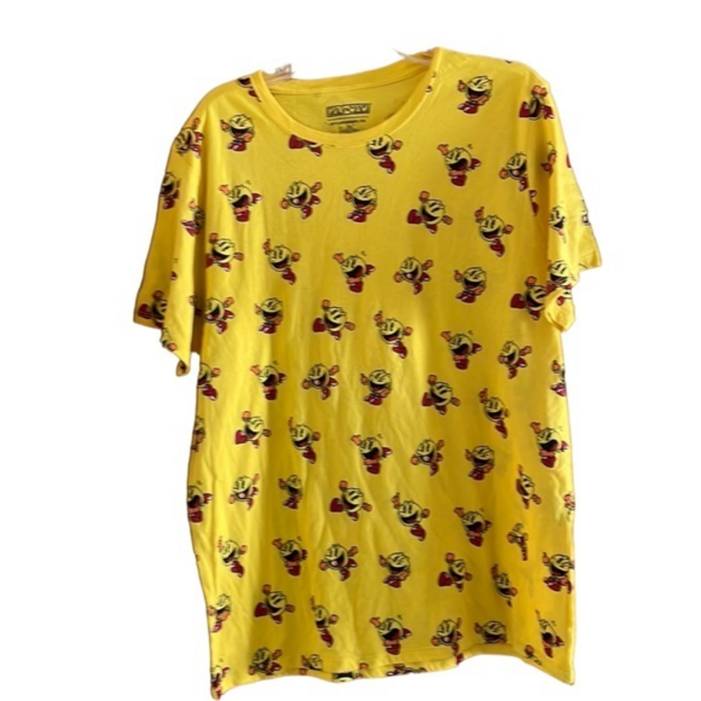 PAC-MAN All‎ Over Graphic T-shirt Mens size XL Yellow C-Life Group